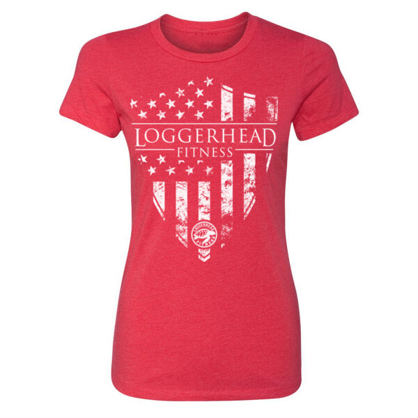 LOGGERHEAD FITNESS - SHIELD FLAG - WOMEN'S FITTED T-SHIRT - $J6U4MB$ Thumbnail