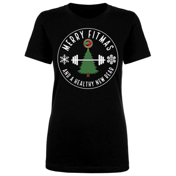 MERRY FITMAS & A HEALTHY NEW REAR - WOMEN'S FITTED T-SHIRT - $641KTV$ Thumbnail