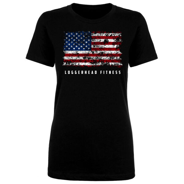 DISTRESSED FLAG - WOMEN'S FITTED T-SHIRT - $58NXWF$ Thumbnail