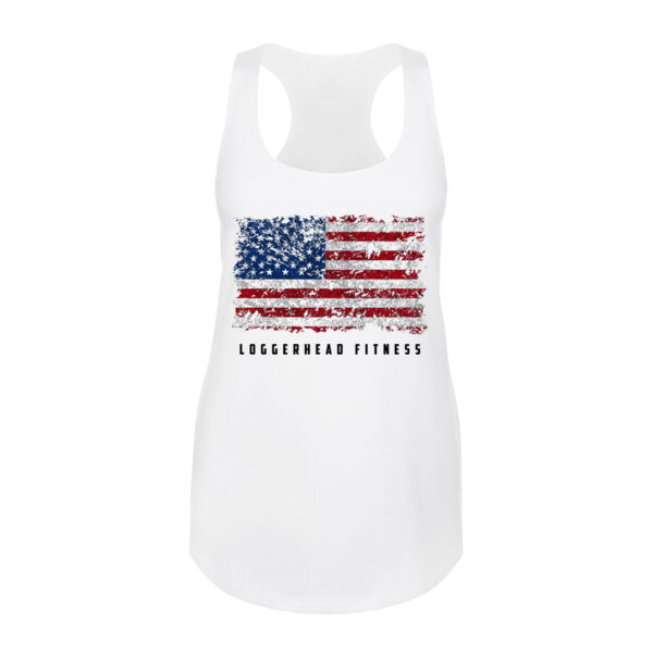 DISTRESSED FLAG - WOMEN'S FITTED TANK - $XK11BF$ Thumbnail